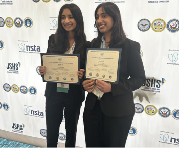  From left to right: Image of Plano East Senior High School students Diya Shah and Siri Peddinti.